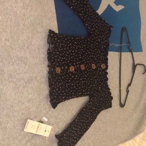 floral button crop top